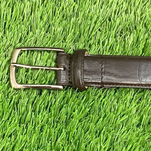 Cole Haan Dark Brown Alligator Embossed Belt. 38 - Picture 4 of 9